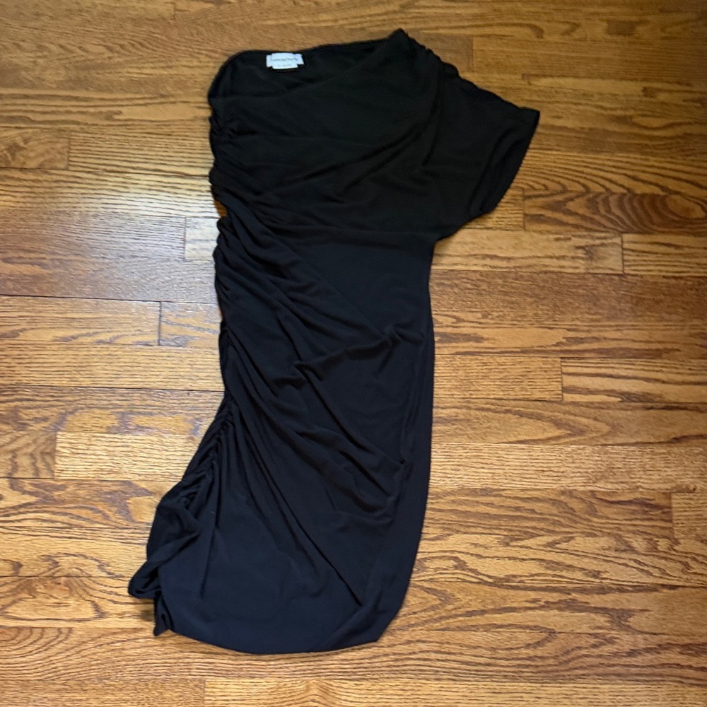 Black Ruched One-Shoulder Women’s Dress